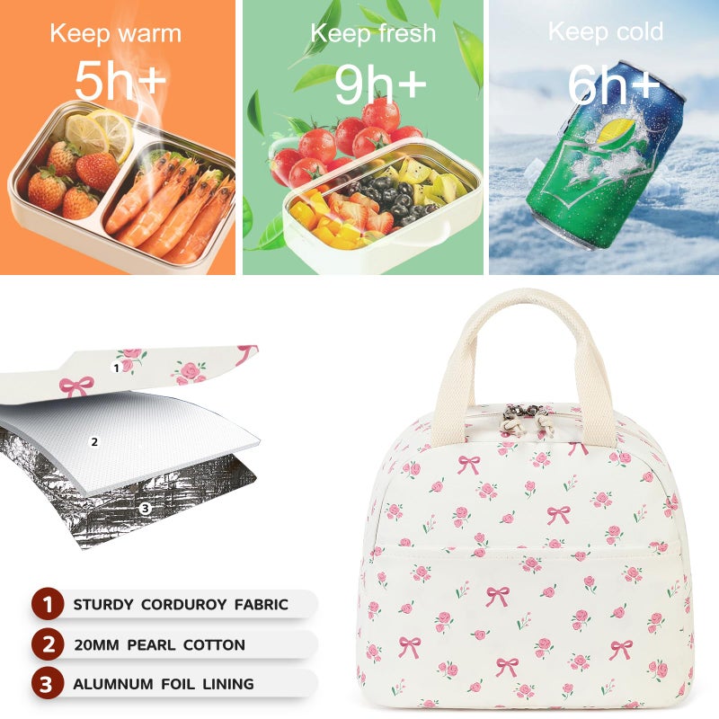 Bluboon Lunch Bag for Women Men Cute Lunch Tote Bags Reusable Insulated Lunch Box Large Capacity Reusable Insulated Cooler for Work Picnic or Travel - Image 2