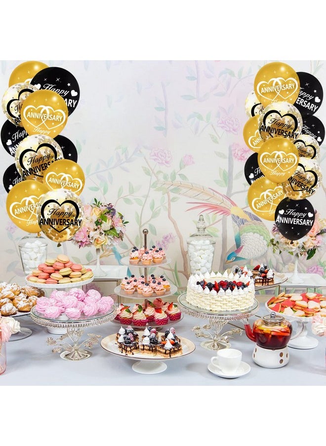 Lnlofen 30Pcs Happy Anniversary Balloons Decorations Kit 12 Inch Black Gold Happy Wedding Anniversary Latex Confetti Balloons Party Supplies 10Th 20Th 30Th 40Th 50Th 60Th Anniversary Indoor Outdoor  - Image 3