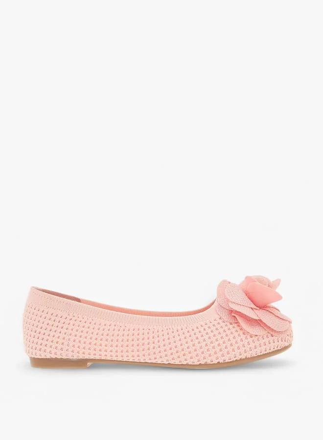 Girls Floral Detail Slip-On Ballerina Shoes