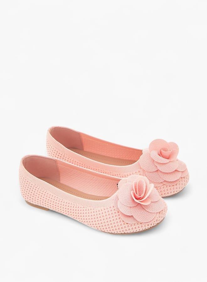 Flora Bella By Shoexpress Girls Floral Detail Slip-On Ballerina Shoes - Image 3