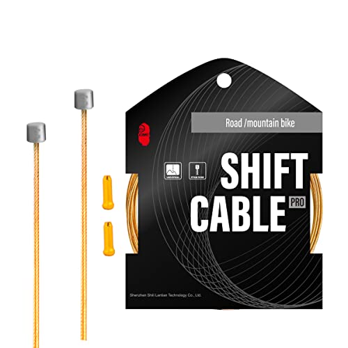 CNC Pro Slick Polished Bike Shifter Cable for Shimano/SRAM,Mountain Bike，Road Bike，MTB Derailleur Cable 2x1.1x 2100mm，Gold. - Image 1