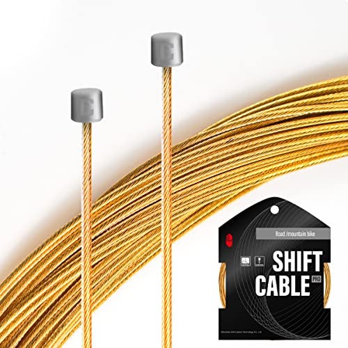 CNC Pro Slick Polished Bike Shifter Cable for Shimano/SRAM,Mountain Bike，Road Bike，MTB Derailleur Cable 2x1.1x 2100mm，Gold. - Image 2