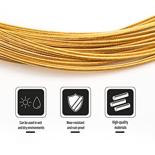 CNC Pro Slick Polished Bike Shifter Cable for Shimano/SRAM,Mountain Bike，Road Bike，MTB Derailleur Cable 2x1.1x 2100mm，Gold. - Image 4