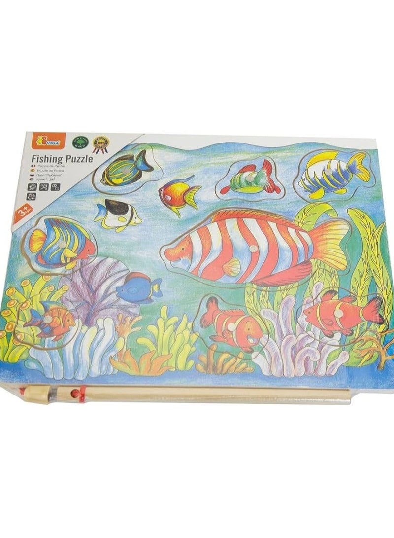 Viga Wooden Fishing Puzzle – Magnetic Catch & Match Game for Kids, Ocean-Theme - Image 1