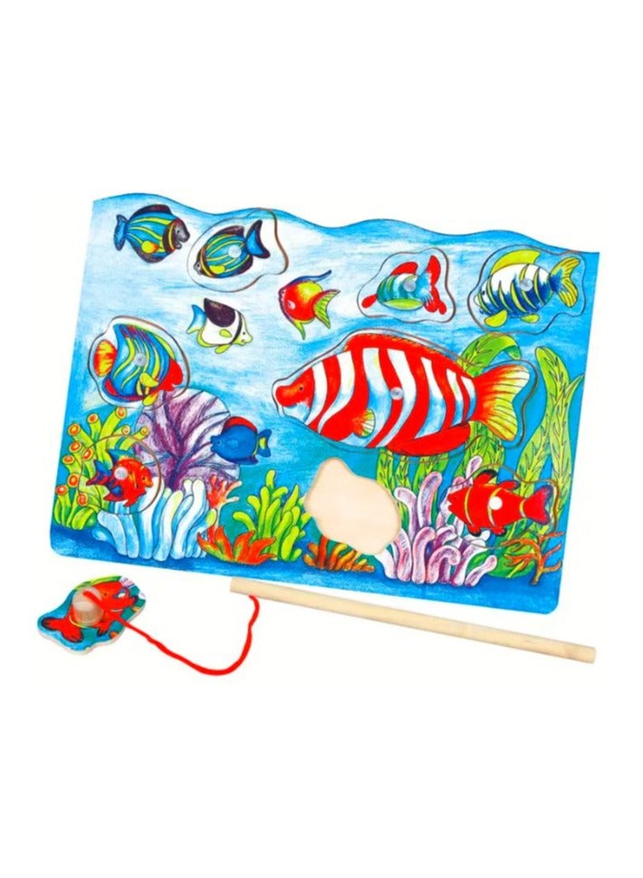 Viga Wooden Fishing Puzzle – Magnetic Catch & Match Game for Kids, Ocean-Theme - Image 2