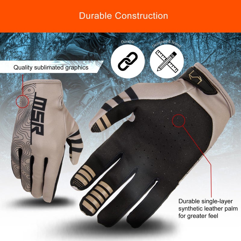 MSR Rush MTB Mountain Bike Dirt Bike Motocross MX BMX Outdoor Sports ATV UTV Powersports Riding Gloves for Men and Women X-Large White Camo - Image 3