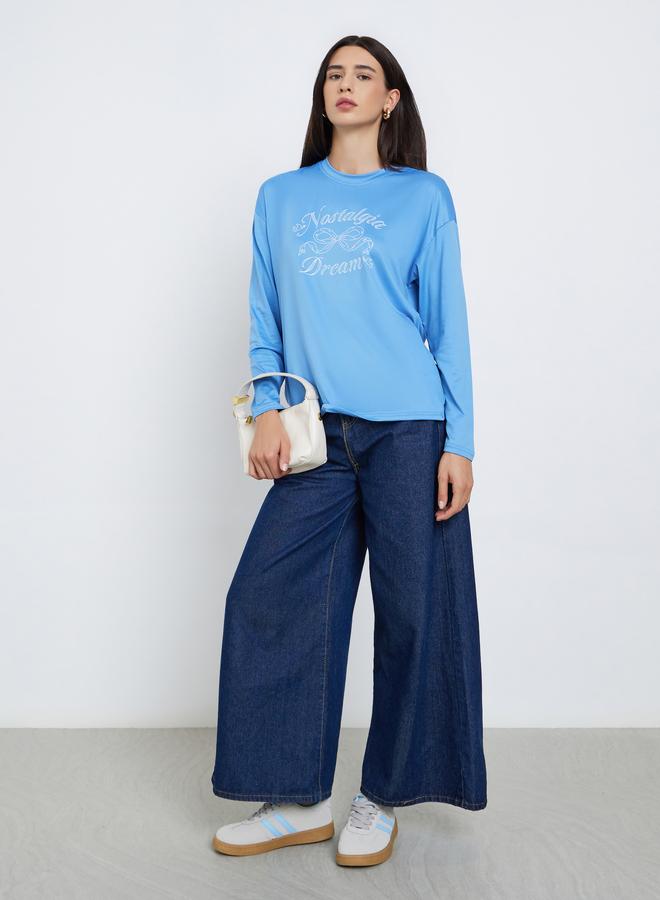 Styli Blue Graphic Print Regular Fit T-Shirt - Image 2