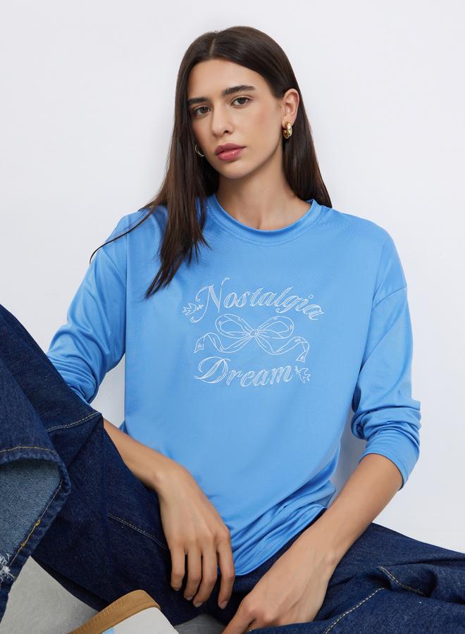 Styli Blue Graphic Print Regular Fit T-Shirt - Image 3