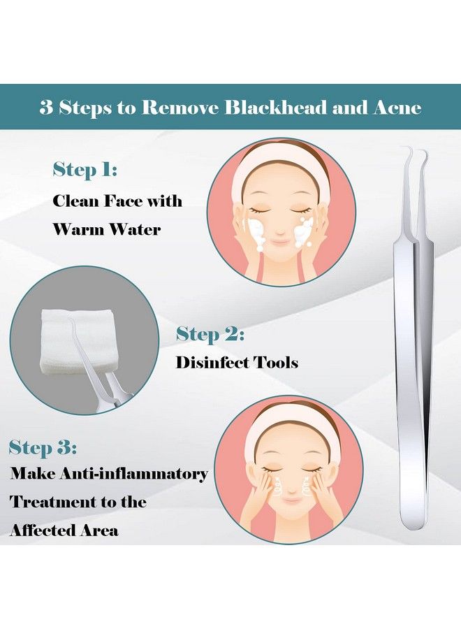 ANCIRS 6 Pack Acne Pimple Blackhead Remover Tweezers Stainless Steel Acne Tweezers Curved Pimple Tweezers Extractors Tool For Blackhead Blemish Removalsilver Color - Image 5