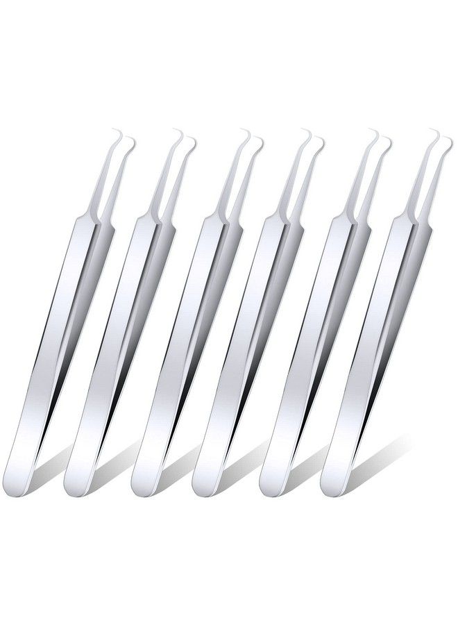 ANCIRS 6 Pack Acne Pimple Blackhead Remover Tweezers Stainless Steel Acne Tweezers Curved Pimple Tweezers Extractors Tool For Blackhead Blemish Removalsilver Color - Image 2