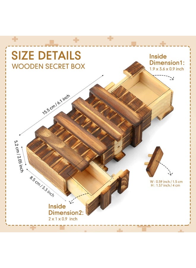 SUNSAR Wooden Puzzle Box with Hidden Compartments, Brain Teaser Trick Box 3D Wooden Puzzle Box for Adults and Kids - Image 2