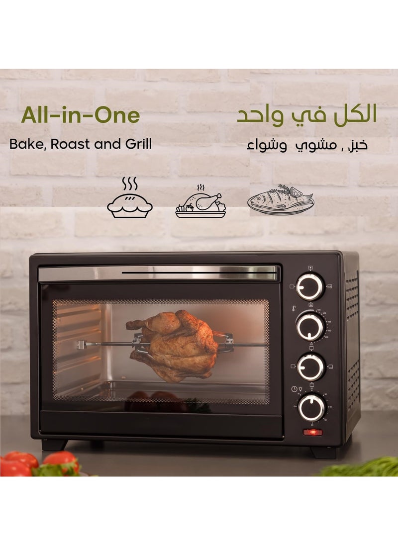 Generic - Electric Toaster Oven Counter Top Oven With Rotisserie & Convection Function Grill And Cooking Tray Adjustable Temperature For Toasting Baking Roasting & Grill 40 Litre - Image 1