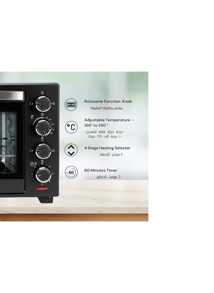 Generic - Electric Toaster Oven Counter Top Oven With Rotisserie & Convection Function Grill And Cooking Tray Adjustable Temperature For Toasting Baking Roasting & Grill 40 Litre - Image 1