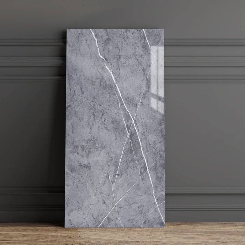 Haimin Wall Panels Peel and Stick 10 Pieces 23.6x11.8in (19.4 Sq. Ft. Coverage) Lightweight Backsplash Marble Look Tile (not Real Marble) Ideal for Kitchen Bathrooms Living Rooms Bedrooms (Gray-YSH) - Image 1