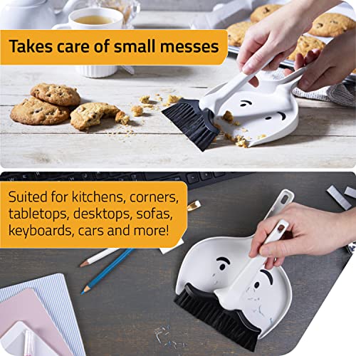 Peleg Design Dustache Small Dustpan and Brush Set, Mini Broom and Dustpan Set, Mustache Design, Small Broom and Dustpan Set, for Home & On-The-Go - Image 2