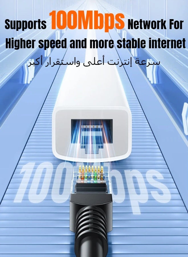 SAMZHE محول CRY03 USB Type-C إلى RJ45 إيثرنت بسرعة 100 ميجابت في الثانية، محول شبكة LAN سلكية، التوصيل والتشغيل، متوافق مع MacBook وSurface وiPad Pro وSwitch وPS5 وWindows وmacOS - Image 5