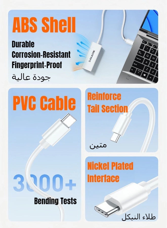 SAMZHE محول CRY03 USB Type-C إلى RJ45 إيثرنت بسرعة 100 ميجابت في الثانية، محول شبكة LAN سلكية، التوصيل والتشغيل، متوافق مع MacBook وSurface وiPad Pro وSwitch وPS5 وWindows وmacOS - Image 4