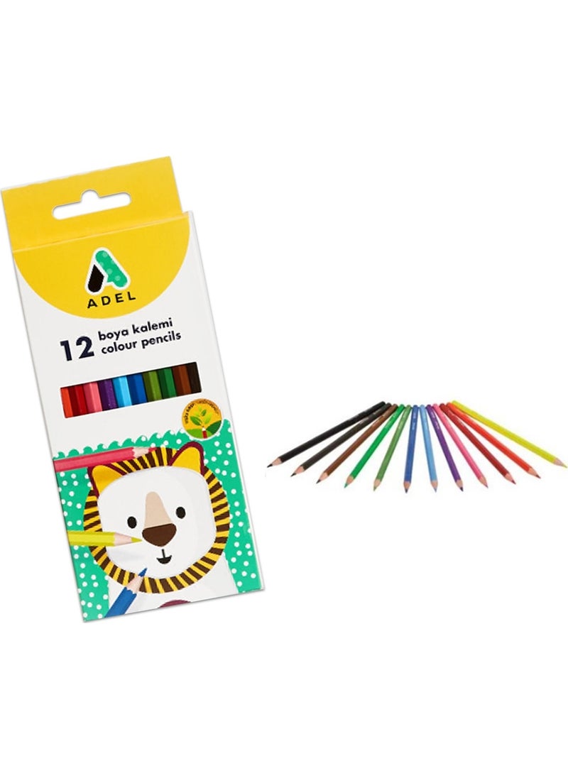 Adel 20 Pieces Colour Pencils 12 Colours Full Size  - Image 3