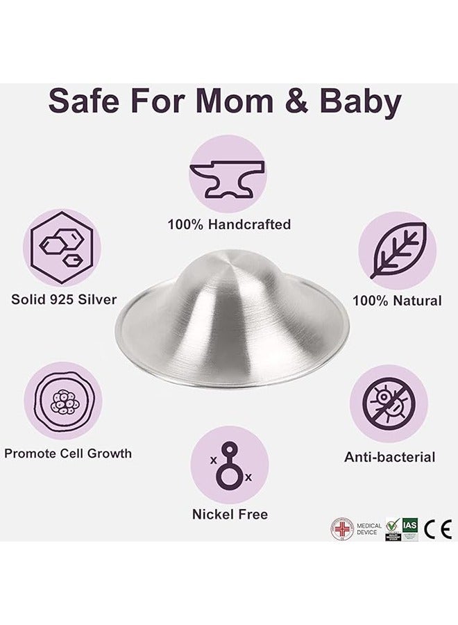 Kissy Baby 925 Silver Nursing Cups Original Perforated Breathable Design, 920 Silver Nipple Cover for Breastfeeding Essential, Silver Nipple Shield for Nursing Newborn, Metal Nipple Shields, Regular Size - Image 4