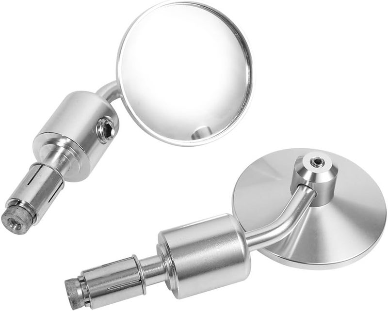 comfrt 1 Pair 7/8" Motorcycle Rearview Mirrors Side Hand Bar End Mirrors Round ( Color : Silver) Silver Handlebars 7/8 - Image 1