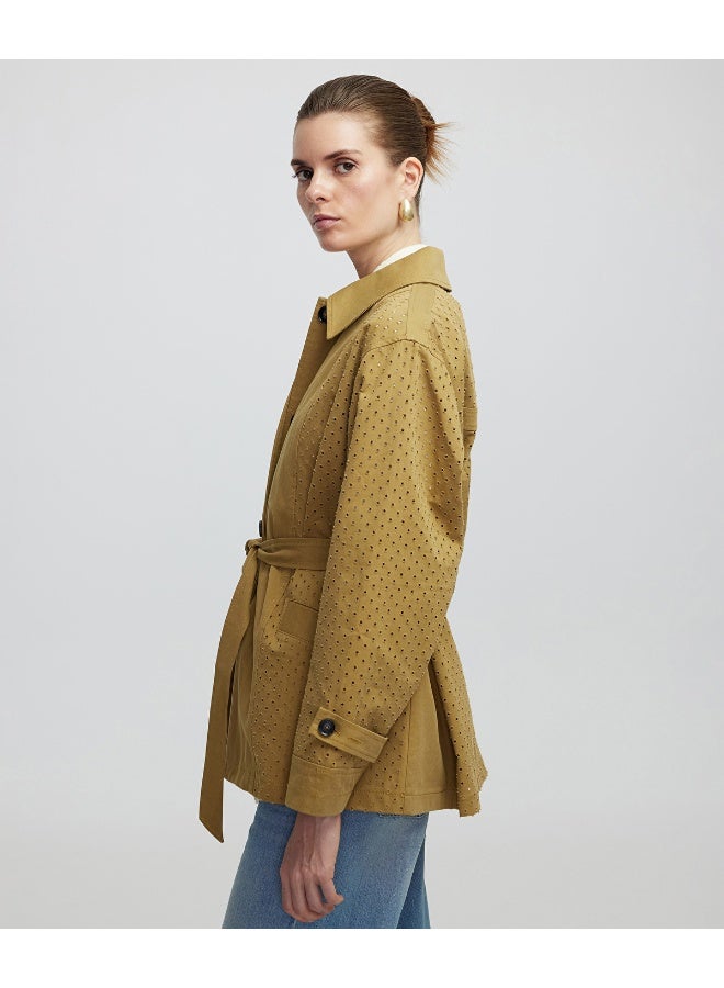Ipekyol Regular Fit Perforated Trench Coat - Image 2