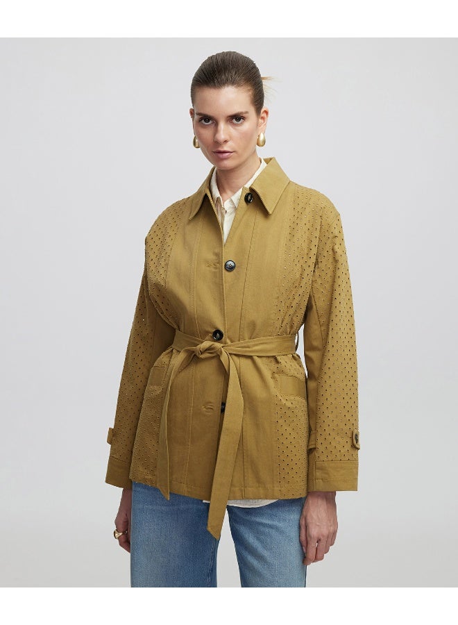 Ipekyol Regular Fit Perforated Trench Coat - Image 4