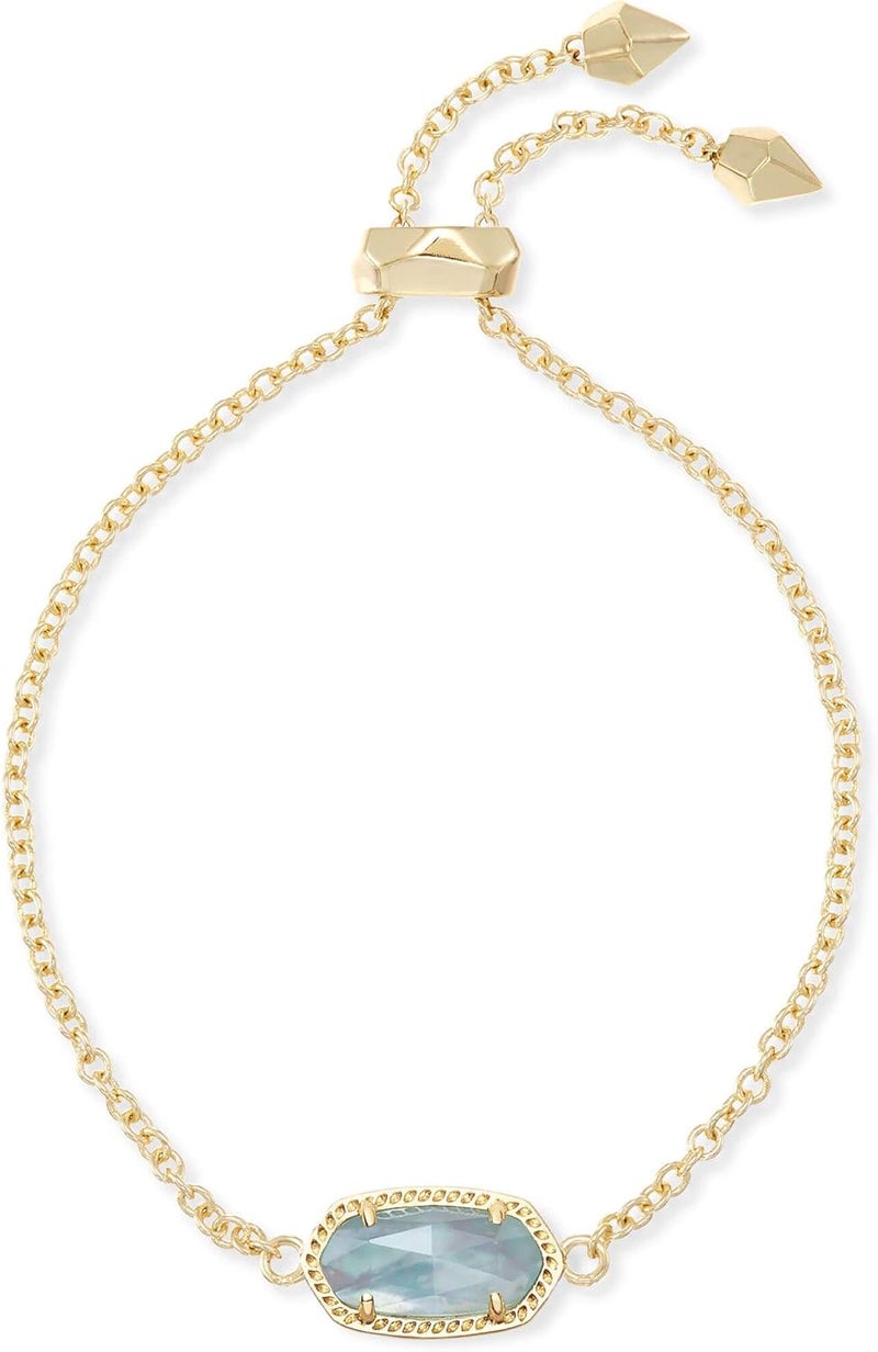 Kendra Scott Elaina Adjustable Chain Bracelet for Women - Gold-Plated with Light Blue Illusion Stone - Image 1