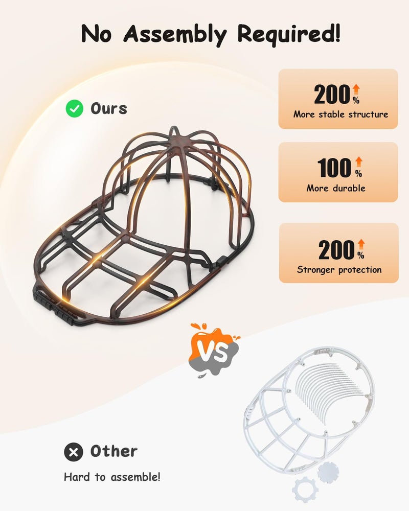 XQXA Hat Washer Cage - No Assembly Needed Hat Cleaner | Perfect Fit for Adult and Kids Hats | Ideal for Baseball Caps | Safe for Dishwasher and Washing Machine | Black | 1-Pack - Image 2
