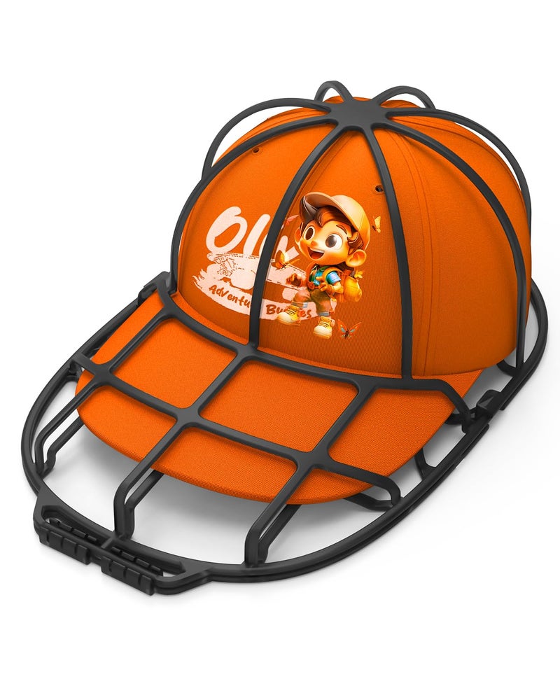 XQXA Hat Washer Cage - No Assembly Needed Hat Cleaner | Perfect Fit for Adult and Kids Hats | Ideal for Baseball Caps | Safe for Dishwasher and Washing Machine | Black | 1-Pack - Image 1