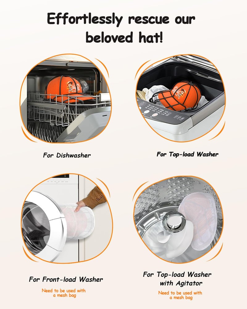 XQXA Hat Washer Cage - No Assembly Needed Hat Cleaner | Perfect Fit for Adult and Kids Hats | Ideal for Baseball Caps | Safe for Dishwasher and Washing Machine | Black | 1-Pack - Image 3