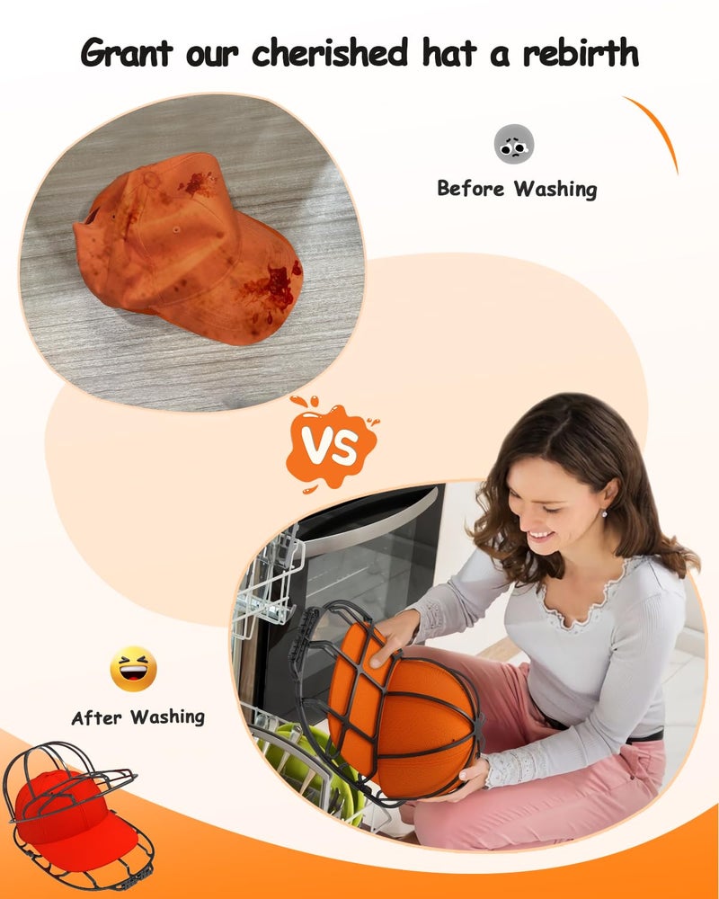 XQXA Hat Washer Cage - No Assembly Needed Hat Cleaner | Perfect Fit for Adult and Kids Hats | Ideal for Baseball Caps | Safe for Dishwasher and Washing Machine | Black | 1-Pack - Image 5