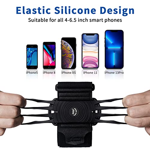 HLOMOM Wristband Running Phone Holder for iPhone 16/15/14/13/12/11/ Pro/X/8 Plus/8/7, 360°Rotatable with Key Holder, Sports Wristband for Samsung Galaxy and All 4''-6.5''Phones (Non-Removable-S) - Image 2