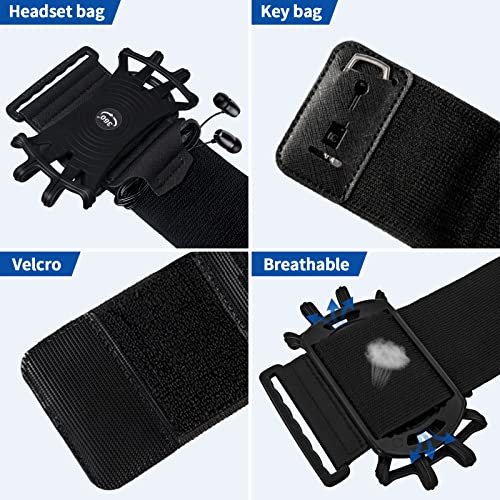 HLOMOM Wristband Running Phone Holder for iPhone 16/15/14/13/12/11/ Pro/X/8 Plus/8/7, 360°Rotatable with Key Holder, Sports Wristband for Samsung Galaxy and All 4''-6.5''Phones (Non-Removable-S) - Image 4