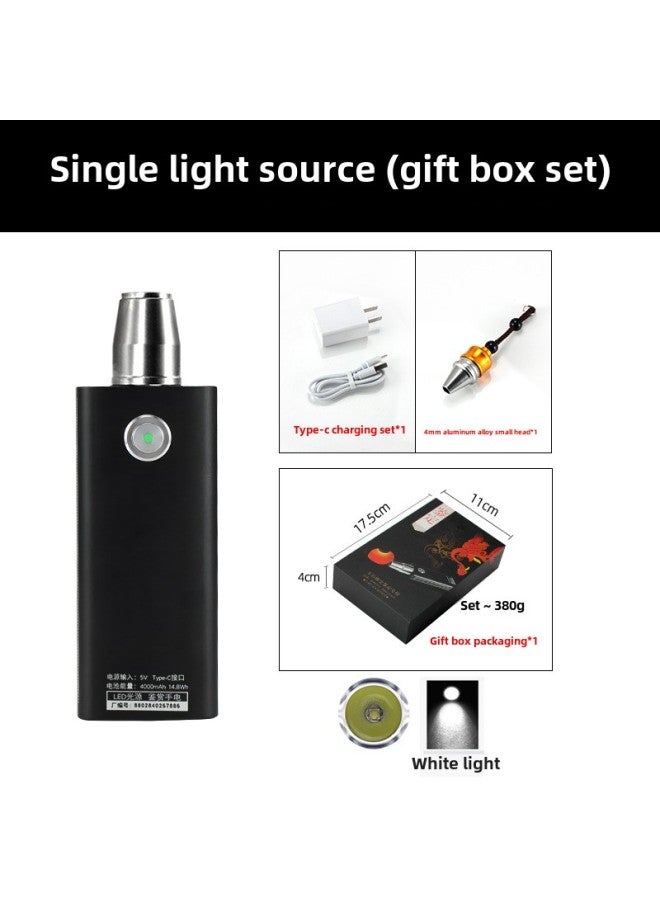 Jade Identification Flashlight Shines Stone Special Strong Light Jade Jewelry Jade Stone Literature Play Antique Detection Lamp-Product Specifications:Black Laserless/white Light Gift Box Set  - Image 1