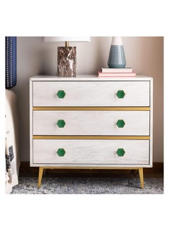 Y&D Green Gems Cabinet Dresser Drawer Knobs, Modern Furniture Brushed Brass Hexagon Knobs with Screws for Kitchen, Bathroom, Bedroom, 4Pcs  - Image 3