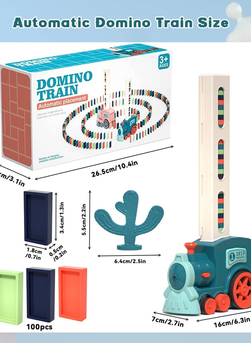 دومينو طقم ألعاب قطار الدومينو للأطفال، 100 قطعة مكعبات دومينو أوتوماتيكية لبناء وتكديس الألعاب. - Image 2
