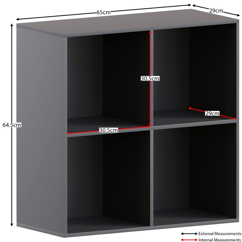 Durham 4 Cube Bookcase, Black Storage Organizer for Living Room or Home Office, Modern Bookshelf Furniture, Versatile Display and Organization Unit, Sturdy Wood - Image 2
