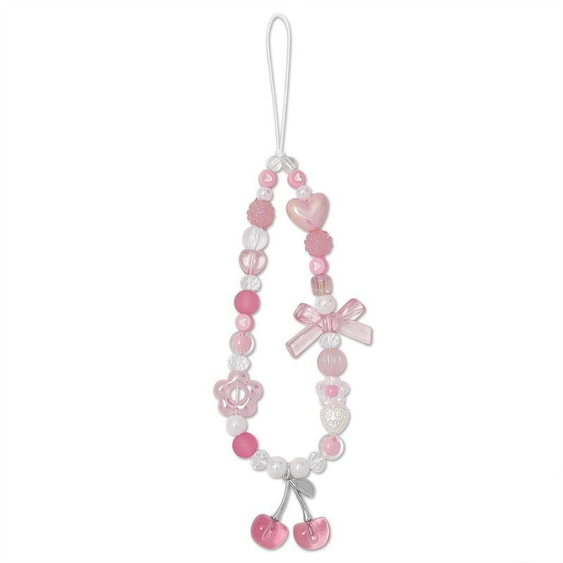 cioatu Phone Charms Cute Cherry Butterfly Cell Phone Lanyard Strap Wrist Strap for Bag Airpods Camera Pendants Decor (Flower Cherries) - Image 1
