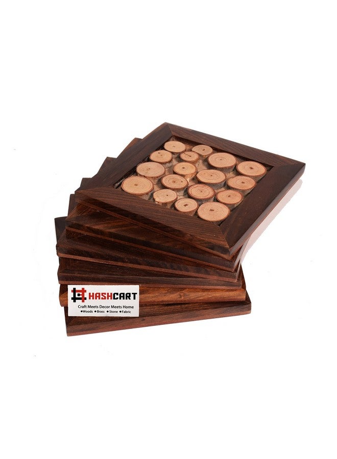 Hashcart MDF Wood Coasters (Set of 4) - Cocktail Coasters/Office Drinks Coasters - Image 1