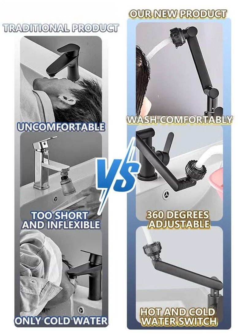 Topyich 1080° Swivel Kitchen Sink Faucet 2 Kind Of Effluent Ways Of Water Bathroom Faucet Mixer Deck Mount Splash Resistant Shower Faucet - Image 4