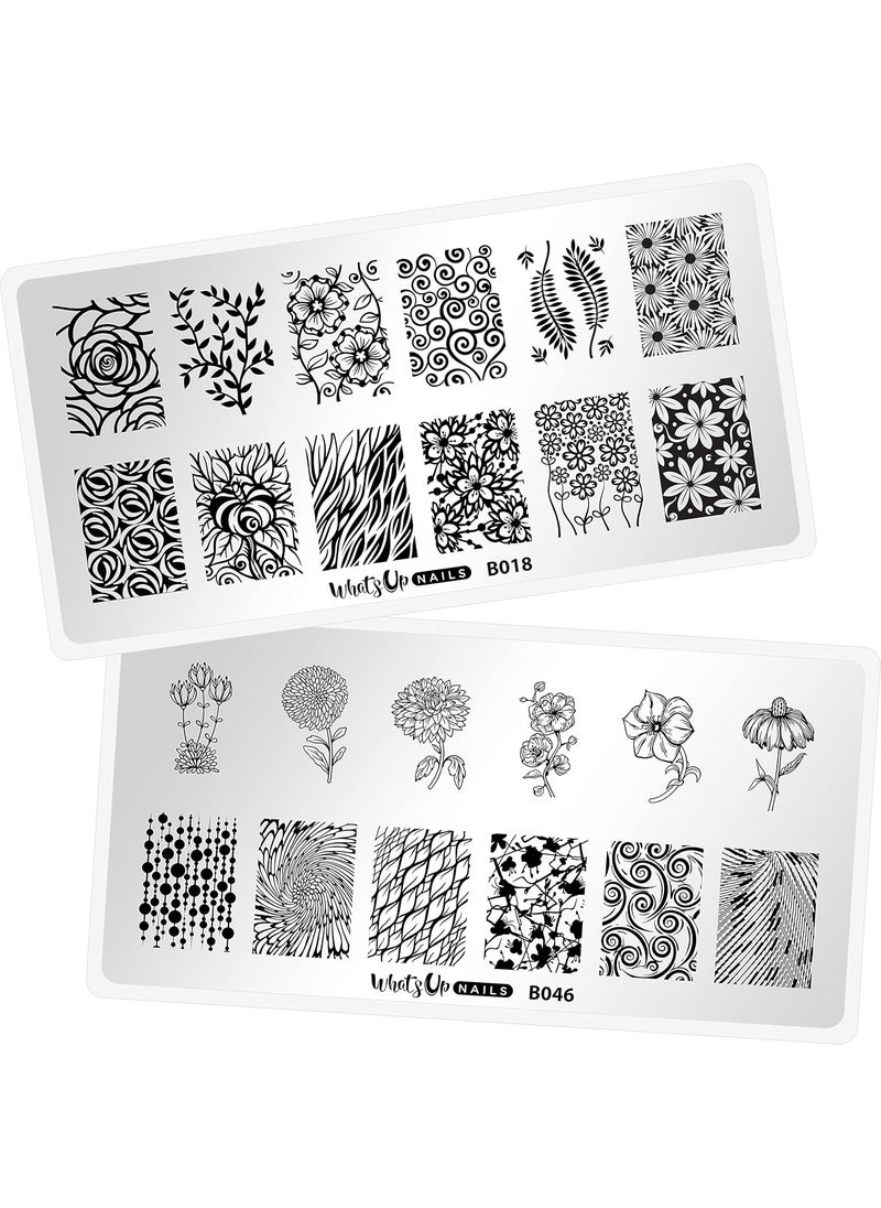 Whats Up Nails - Whats Up Nails  Floral Stamping Plates 2 pack B018 B046 for Nail Art Design - Image 1