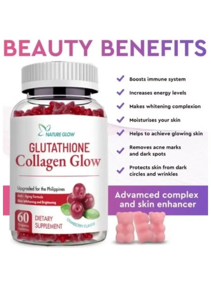 ناشر جلو نيتشر جلو – كولاجين جلو مع الجلوتاثيون – علكات بنكهة التوت البري – لدعم إشراقة البشرة وصحة الشعر والأظافر – مع فيتامين C والبيوتين ومضادات الأكسدة – 60 علكة - Image 2