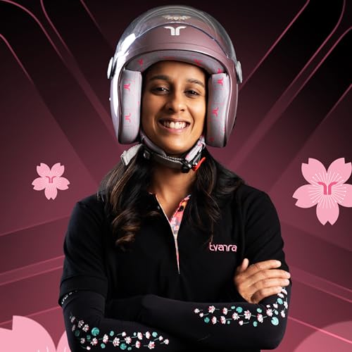 TVARRA Lotus Women’s Open Face Helmet with Printed Design, ISI Certified, Lightweight Material, Crafted for Women, Extreme Comfort fit with Clear Visor(Rose Gold,S) - Image 2