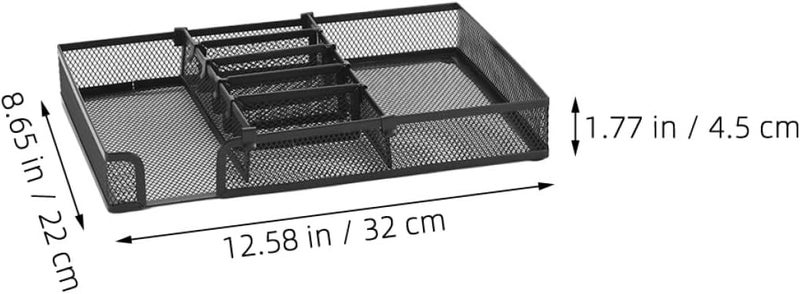 DIY Black Desk Tray Organizer with Metal Pen Holder and Compartment Storage, Modular Office Supply Organizer for Desktop and Home Office Use - Image 2