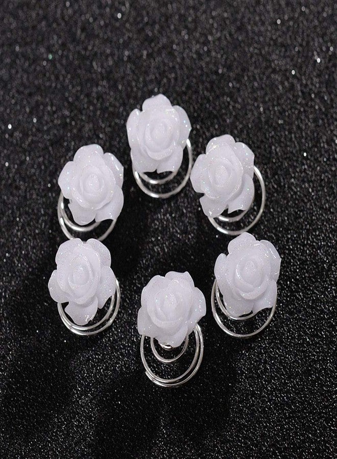 فوداتم 24 قطعة من دبابيس الشعر الحلزونية المرصعة بأحجار الراين الكريستالية، دبابيس شعر دوارة من اللؤلؤ المقلد، دبابيس شعر حلزونية، دبابيس شعر ملفوفة، دبابيس شعر على شكل كعكة (F#) - Image 2