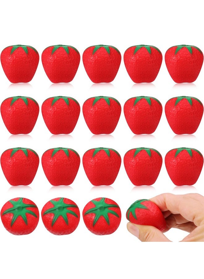 Macarrie 20 Pcs Strawberry Stress Toy Fruit Miniature Stress Balls Novelty Toys Cute Slow Rising Squishy Fidget Sensory Toy Red Stress Relief Toys Kawaii Early Education Toy For Kids Adults Home School - Image 2