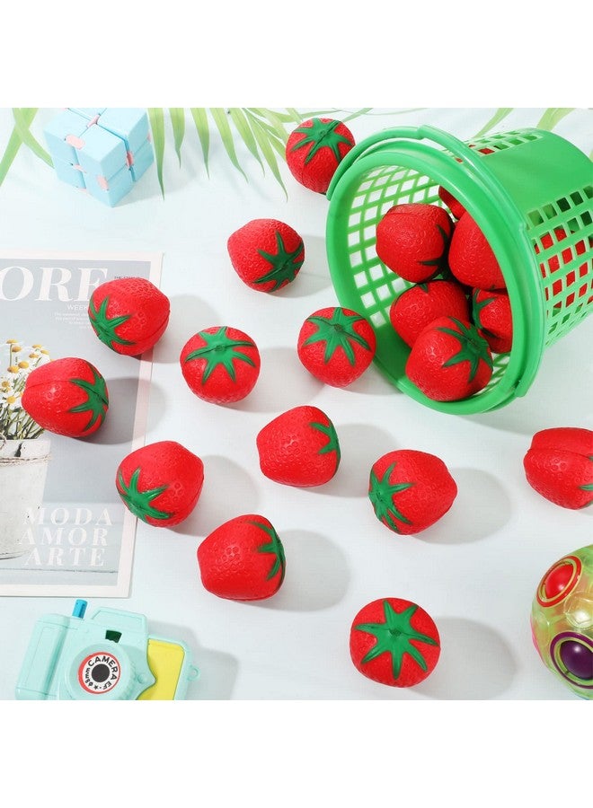 Macarrie 20 Pcs Strawberry Stress Toy Fruit Miniature Stress Balls Novelty Toys Cute Slow Rising Squishy Fidget Sensory Toy Red Stress Relief Toys Kawaii Early Education Toy For Kids Adults Home School - Image 4