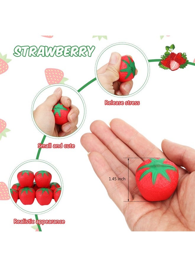 Macarrie 20 Pcs Strawberry Stress Toy Fruit Miniature Stress Balls Novelty Toys Cute Slow Rising Squishy Fidget Sensory Toy Red Stress Relief Toys Kawaii Early Education Toy For Kids Adults Home School - Image 3