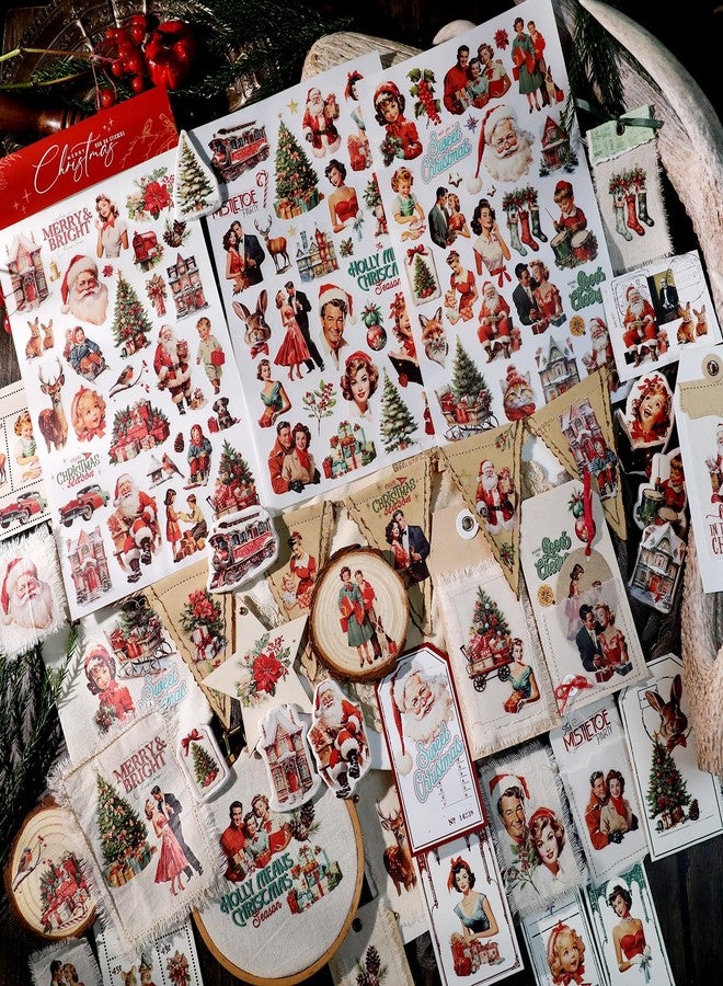 CATaireen Rub on Transfers for Crafts Vintage Scrapbooking Stickers Small Decals Adults Journaling DIY Supplies Use for Fabric Paper Wood Stone Canvas Acrylic Cloth (Christmas Characters) - Image 4