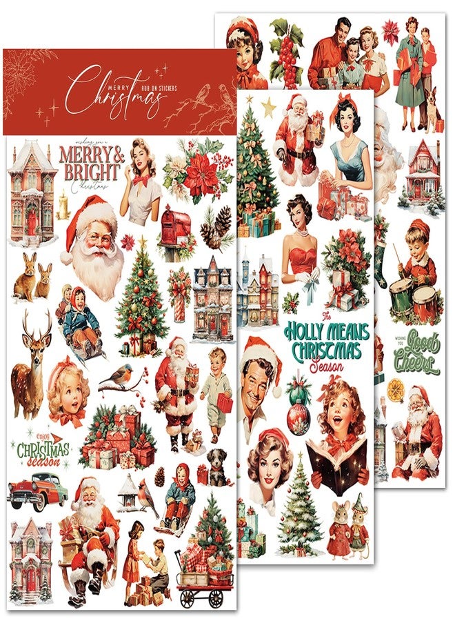 CATaireen Rub on Transfers for Crafts Vintage Scrapbooking Stickers Small Decals Adults Journaling DIY Supplies Use for Fabric Paper Wood Stone Canvas Acrylic Cloth (Christmas Characters) - Image 1